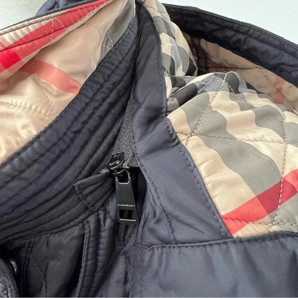 BURBERRY BRIT || Finsbridge Diamond Quilted Puffer Jacket Navy Blue Check Medium - Picture 11 of 16